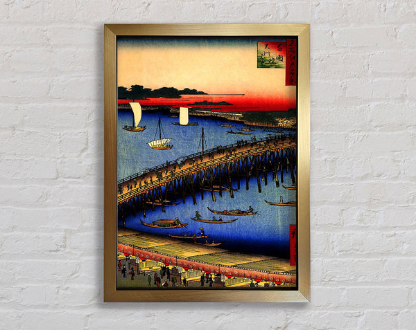 Hiroshige Ryogoku Brücke und das Große Flussufer