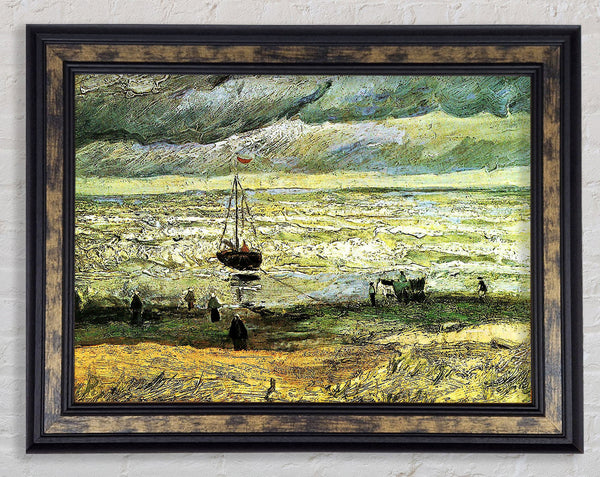 Van Gogh Scheveningen Beach In Stormy Weather Framed Print