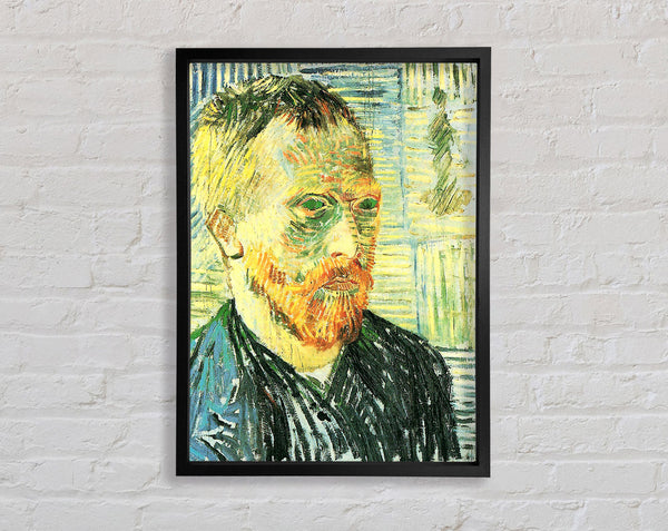 Van Gogh Self Portrait With Background Of Japanese Woodblock Framed Print