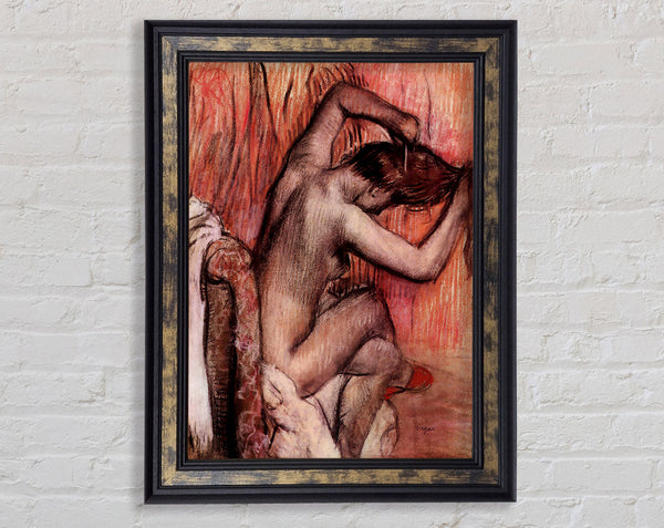 Degas Sitting And Brushing Framed Print