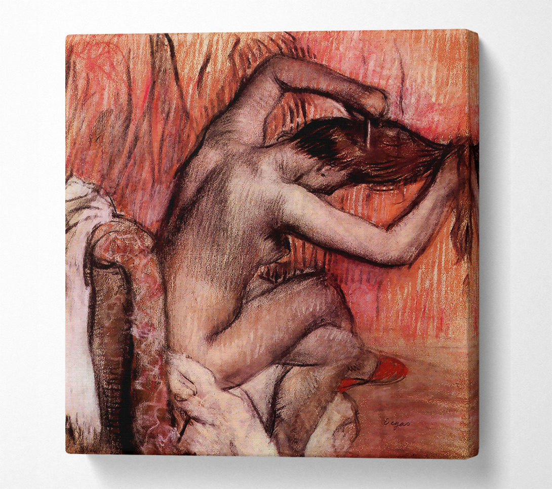  A Canvas Print of Degas Sitting And Brushing Canvas Wall Art