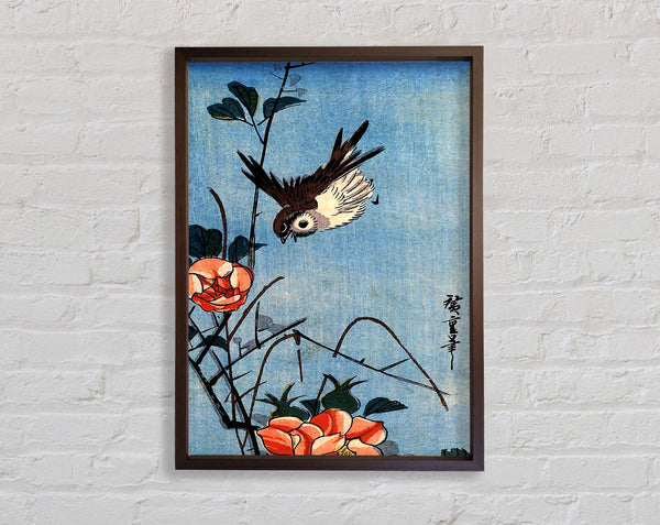 Hiroshige Spatzen und Wildrose