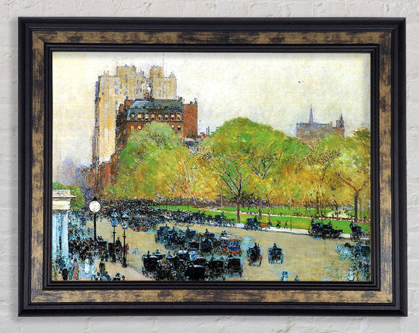 Hassam Spring Morning In The Heart Of The City Framed Print