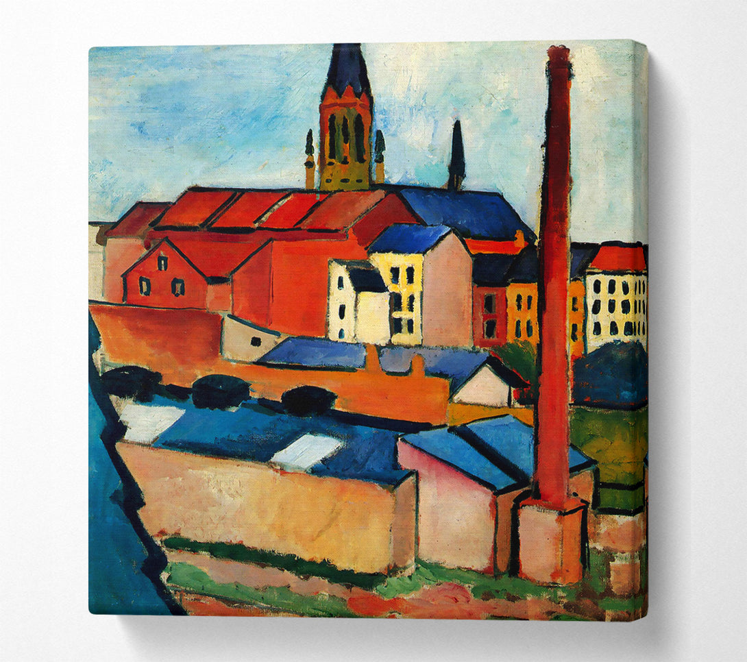  A Canvas Print of August Macke St Marys Church With Houses And Chimney Canvas Wall Art