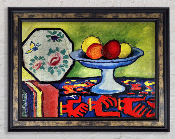 August Macke Still Life With Apple Peel And A Japanese Fan Framed Print