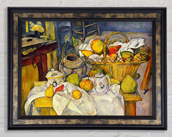 Cezanne Still Life With Fruit Basket Framed Print