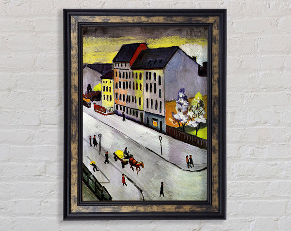 August Macke Street In Gray Framed Print