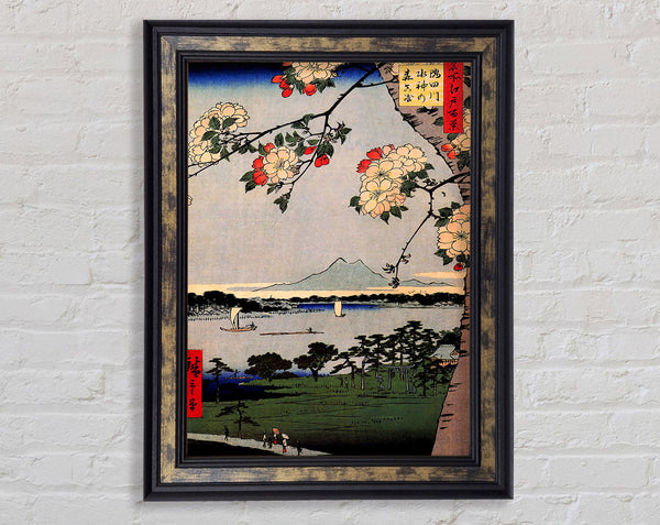 Hiroshige Suijin Schrein und Massaki am Sumida Fluss