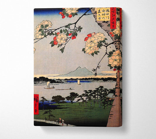 Hiroshige Suijin Shrine And Massaki On Sumida River Canvas Wall Art