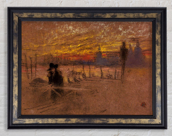 Whistler Sunset Red And Gold Framed Print