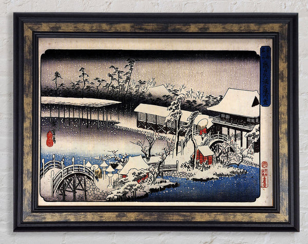 Hiroshige Temple Complex In The Snow Framed Print