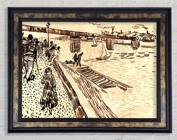 Van Gogh The Iron Bridge At Trinquetaille On The Rhone Framed Print