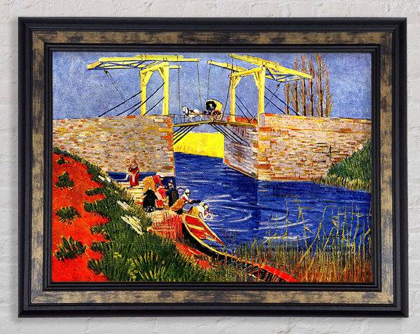 Van Gogh The Langlois Bridge At Arles With Women Washing Framed Print