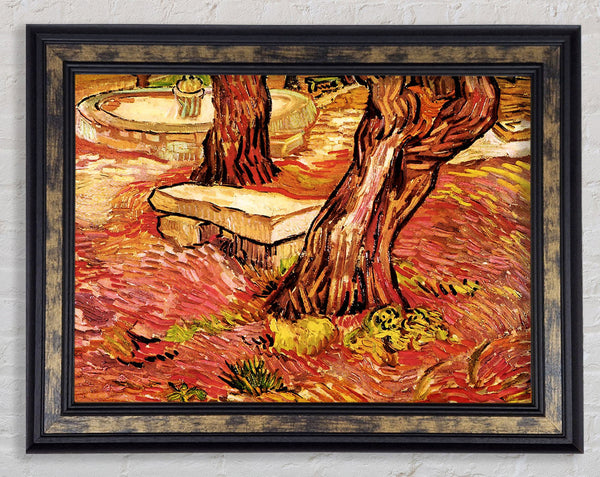 Van Gogh The Stone Bench In The Garden Of Saint-Paul Hospital Framed Print