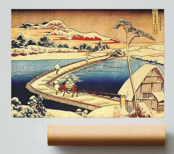 Hokusai The Swimming Bridge Of Sano Print