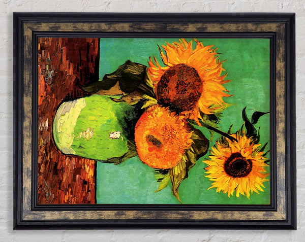 Van Gogh Three Sunflowers In A Vase Framed Print