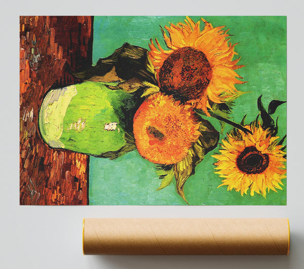 Van Gogh Three Sunflowers In A Vase Print