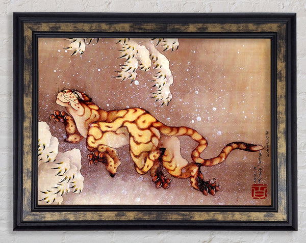 Hokusai Tiger In The Snow Framed Print