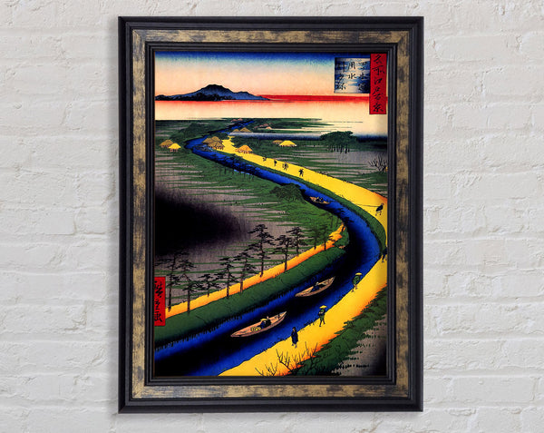 Hiroshige Towboats Along The Yotsugi Framed Print