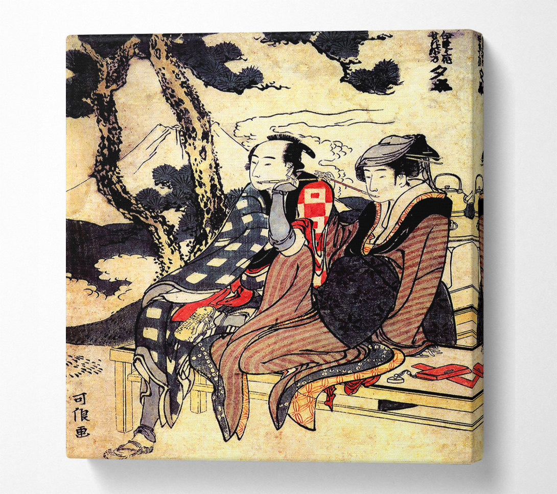  A Canvas Print of Hokusai Traveling Couple Canvas Art