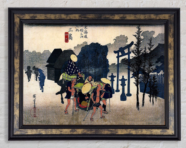 Hiroshige Travellers Passing A Shrine Framed Print