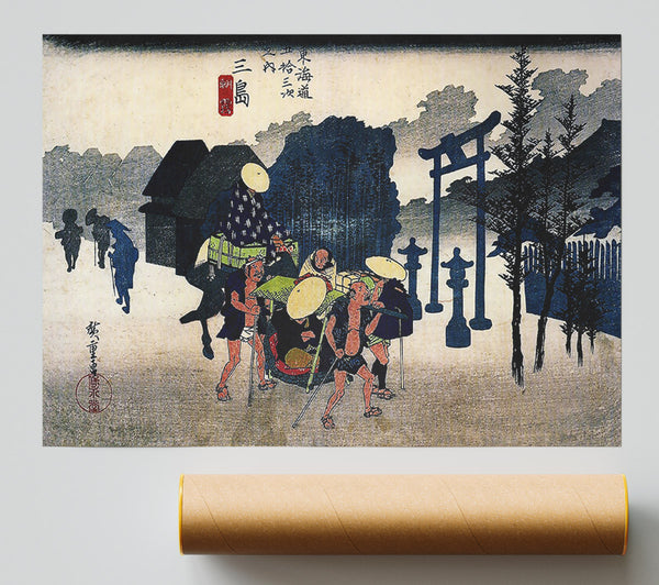 Hiroshige Travellers Passing A Shrine Poster