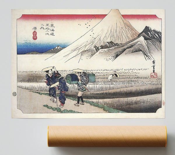 Hiroshige Travellers Passing Mount Fuji Giclee Print