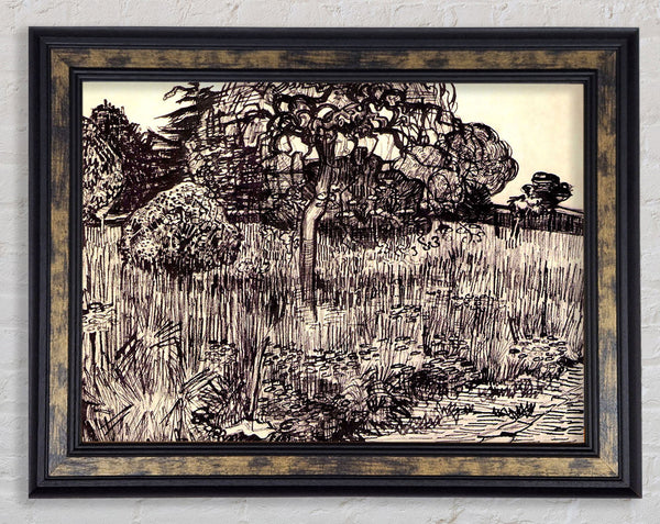 Van Gogh Tree In A Meadow Framed Print