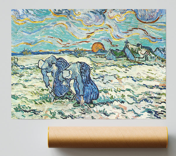 Van Gogh Two Digging A Grave In The Snow Poster