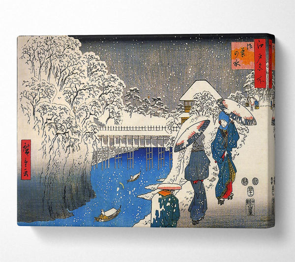  A Canvas Print of Hiroshige Two Ladies Conversing In The Snow Canvas Art