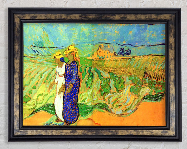 Van Gogh Two Women Crossing The Fields Framed Print