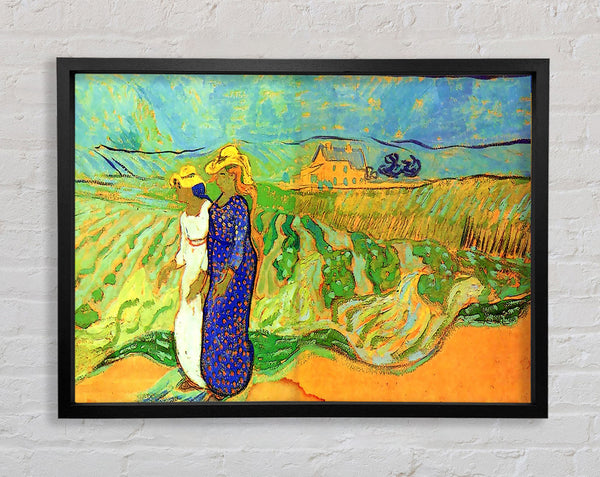 Van Gogh Two Women Crossing The Fields Framed Print
