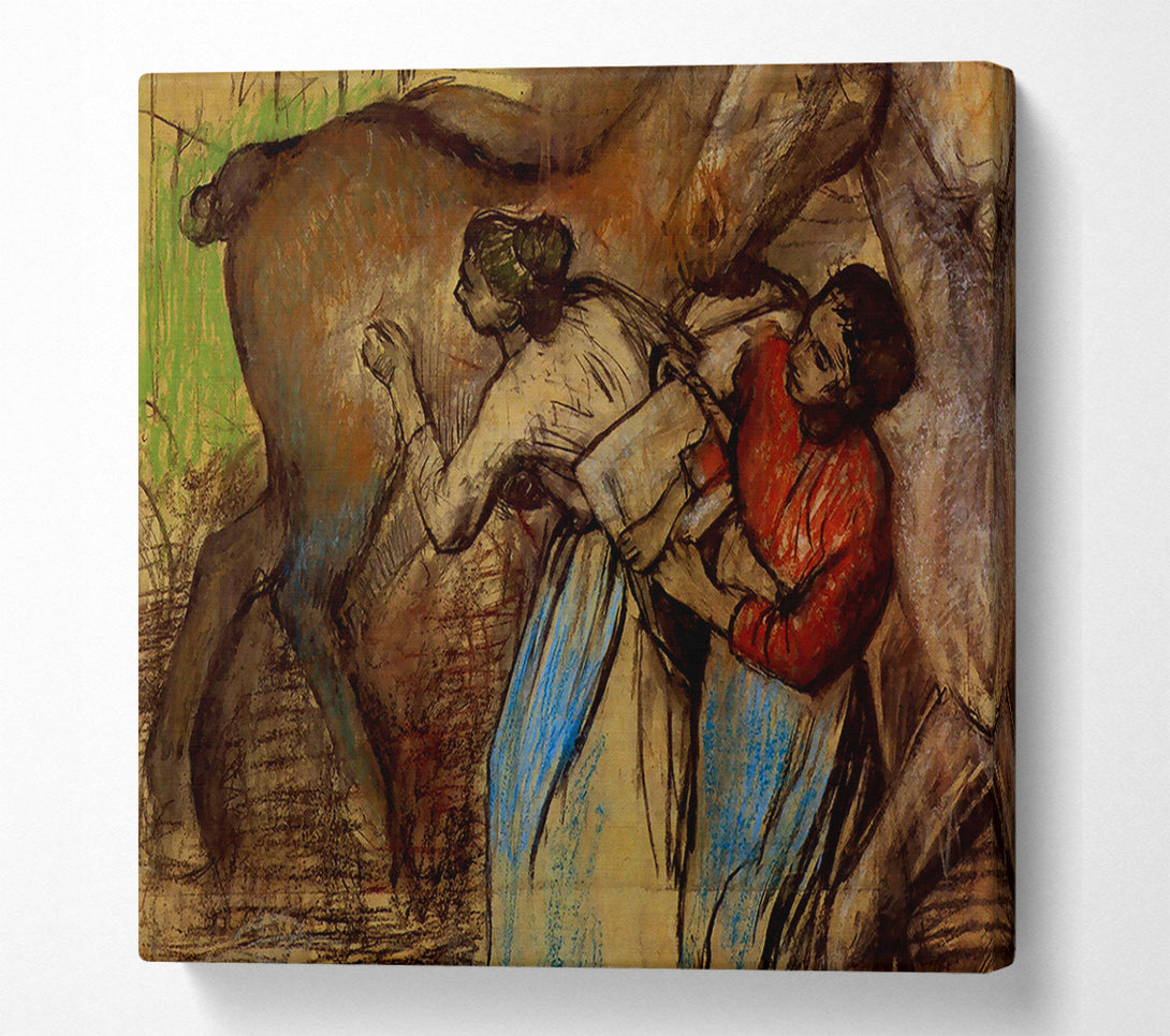  A Canvas Print of Degas Two Women Washing Horses Canvas Print