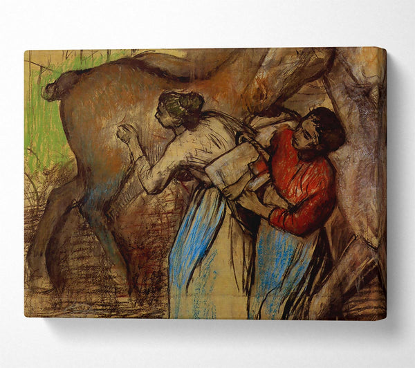  A Canvas Print of Degas Two Women Washing Horses Canvas Print
