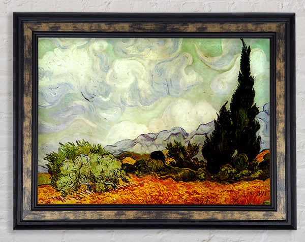 Van Gogh A Wheatfield With Cypresses Framed Print
