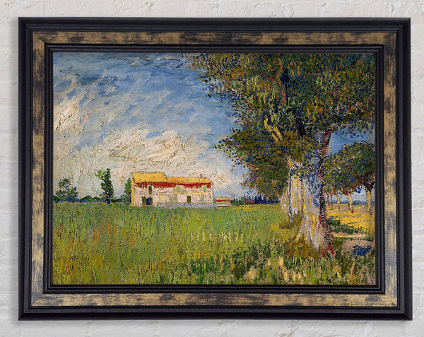 Van Gogh Farmhouse In A Wheat Field Framed Print