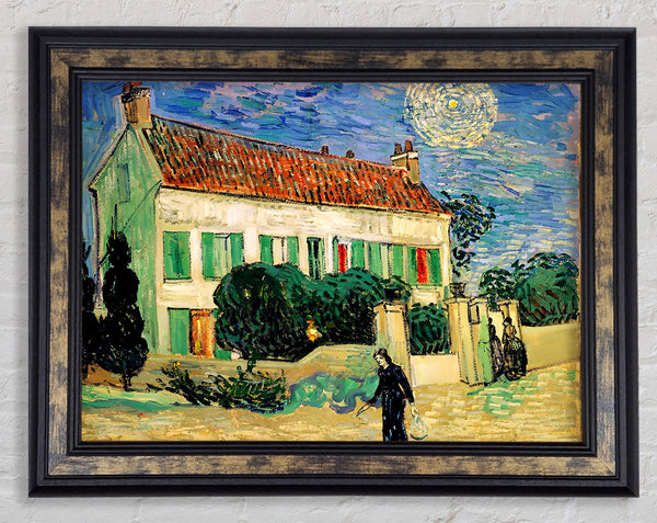 Van Gogh White House At Night Framed Print