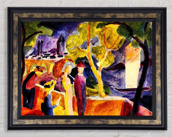August Macke Walking At The Lake Framed Print