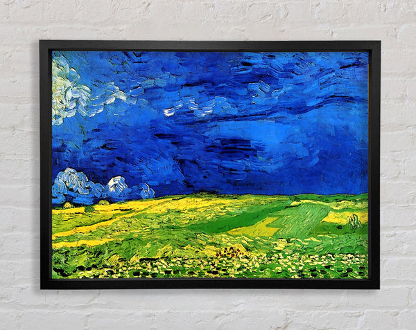 Van Gogh Wheat Field Under Clouded Sky Framed Print