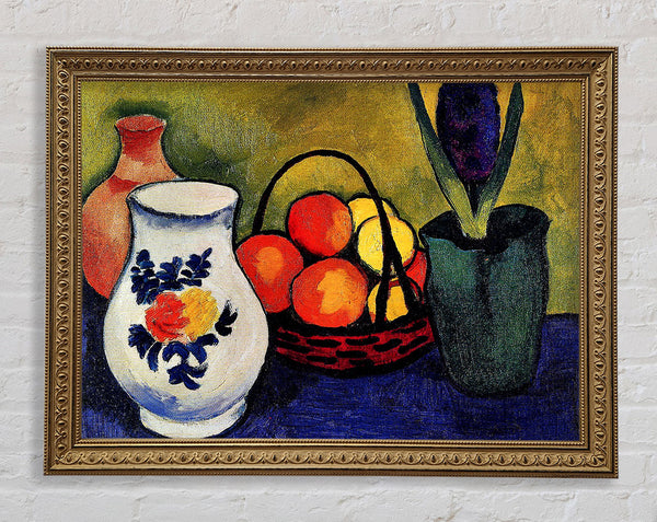 August Macke Weißer Krug mit Blumen und Früchten