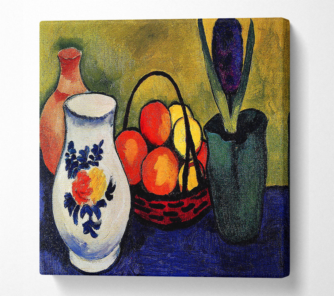  A Canvas Print of August Macke White Jug With Flowers And Fruits Canvas Print