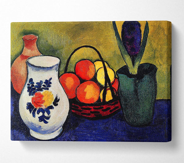  A Canvas Print of August Macke White Jug With Flowers And Fruits Canvas Print