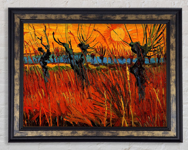 Van Gogh Willows At Sunset Framed Print