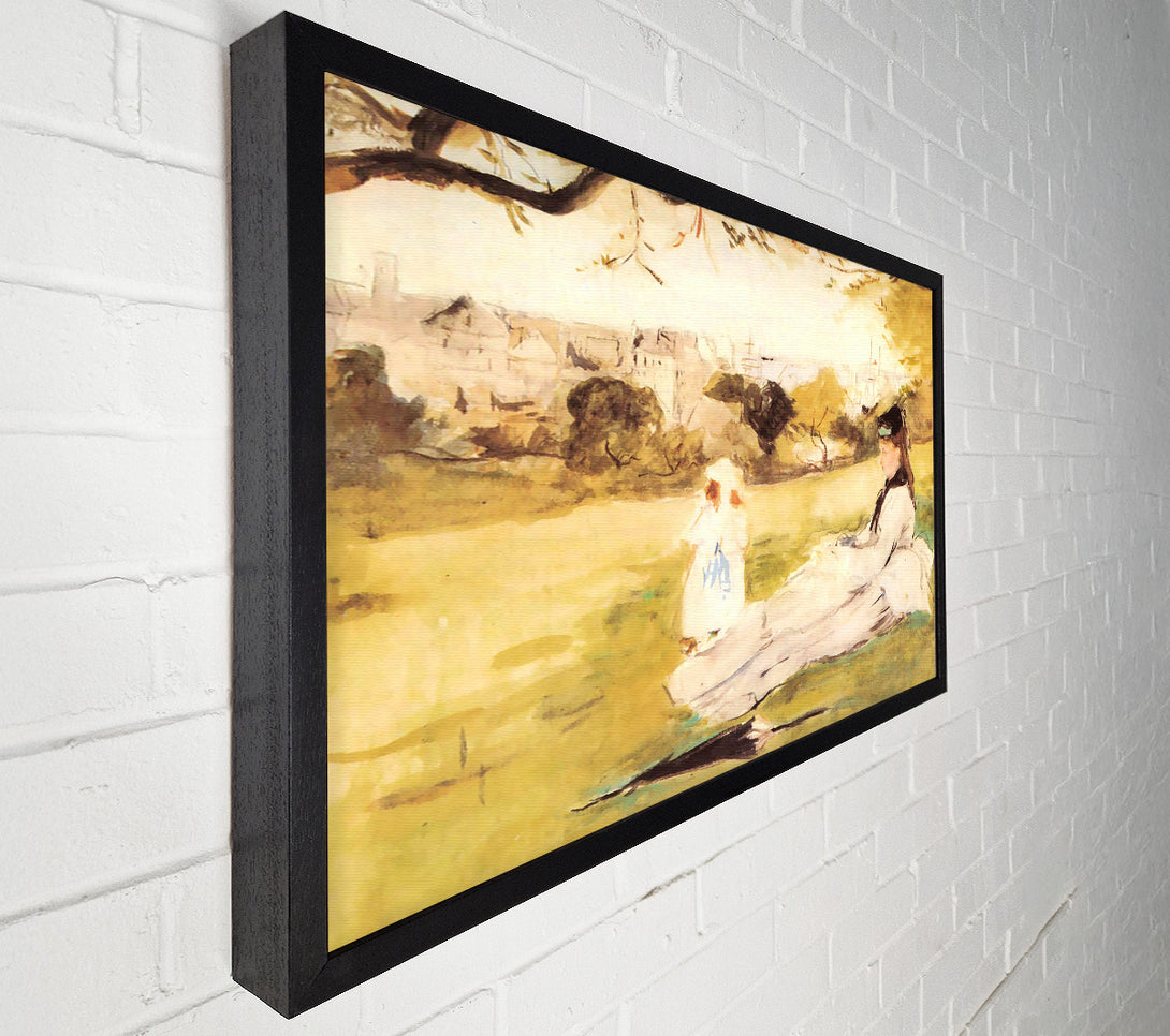  A Canvas Print of Morisot Woman And Child Sitting In A Field Canvas Art