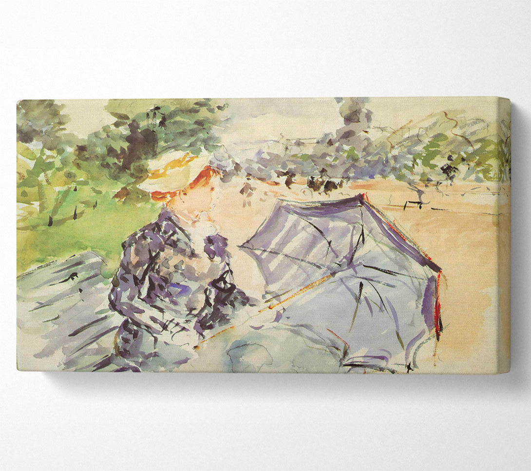  A Canvas Print of Morisot Woman With Parasol Sitting In The Park Canvas Wall Art