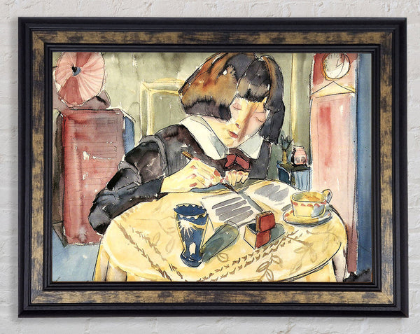 Walter Gramatte Writing Girl Sonia Gramatte Framed Print