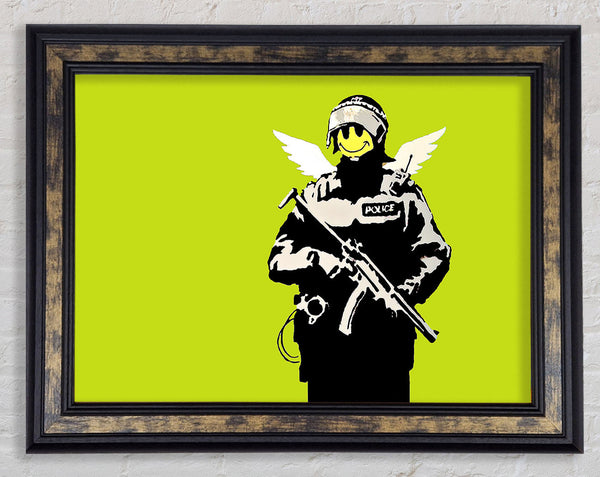 Angel Copper Lime Green Framed Print