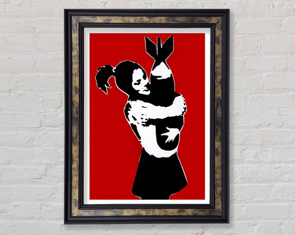 Bomb Hugger Girl Red Framed Print