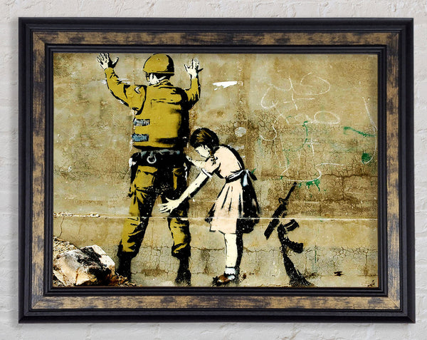 Child Searching Soldier Framed Print