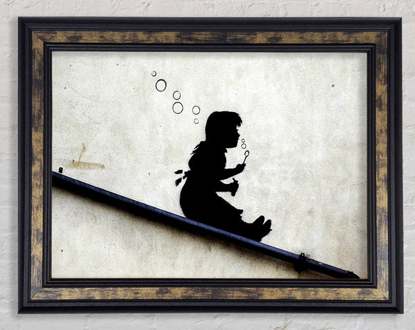 Drain Pipe Bubble Girl Framed Print